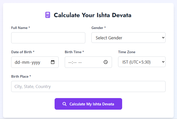 Ishta Devata Calculator